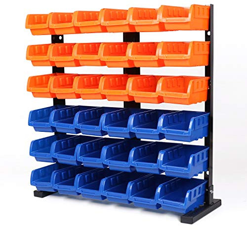 HORUSDY 36-Pcs Bin Storage Rack Shelving Garage Storage