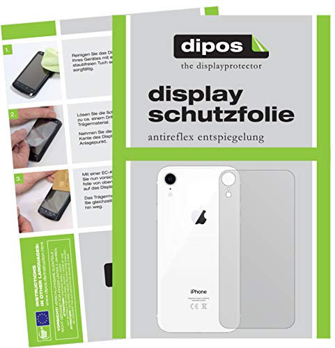 dipos I 2X Schutzfolie matt kompatibel mit Apple iPhone XR Rückseite Folie Displayschutzfolie