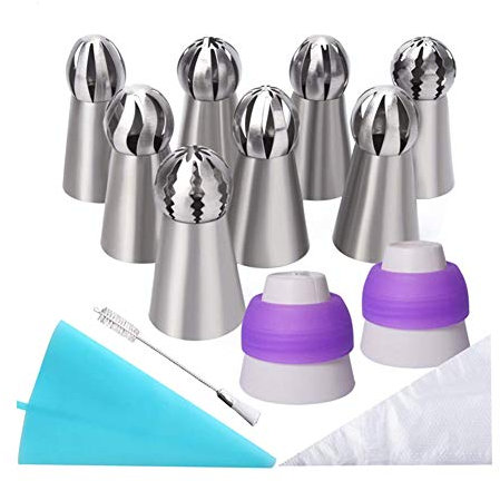 Soleebee 22 Pezzi Beccucci Russi Grandi in Acciaio Inox Torta Fiore Bocchette Decorative Pasticceria ugelli Pasticceria Decorazioni Strumenti Set (Set D)