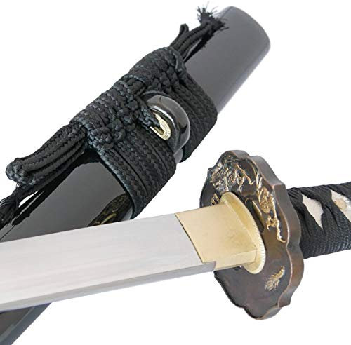 Toshiro Swords Katana Kuro Tatsu Samuraischwert Metall Klinge aus Federstahl sehr scharf!
