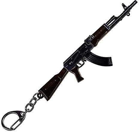 Schlüsselanhänger Militär Waffe AK47, grau, 12 cm
