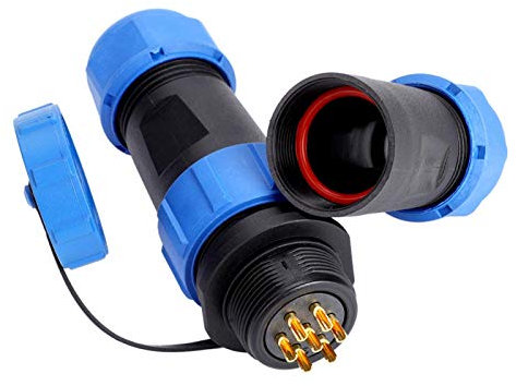 Connecteur d'Aviation 2/3/4/5/7/9/12 Broches, Connecteur en Ligne Câble de Prise d'Aviation IP68 avec Capuchons Etanches(7pin)