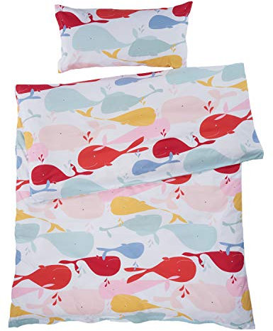Bio Kinderbettwäsche 100% Bio-Baumwolle (kbA) GOTS zertifiziert, Wale, 100 x 135 cm / 40 x 60 cm, Perkal-Stoff