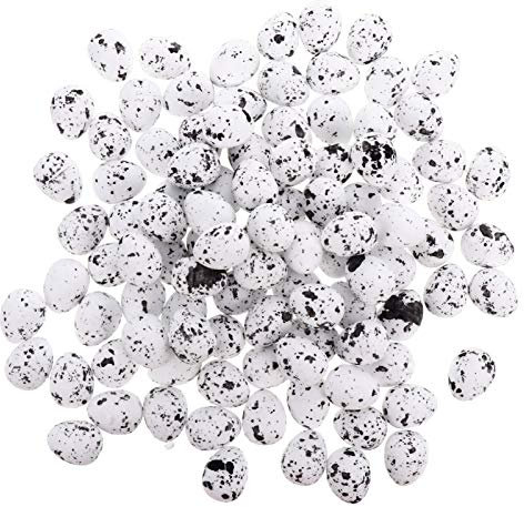 VALICLUD 100 Stück Ostereier gesprenkelte Eier dekorative künstliche Vogel Eier Schaumstoff Eier für DIY Handwerk Dekoration weiß