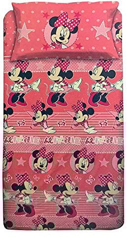 hermet Bettwäsche Disney Minnie Maus 100% reine Baumwolle für französisches Bett + Spannbettlaken + 1 Kissenbezug