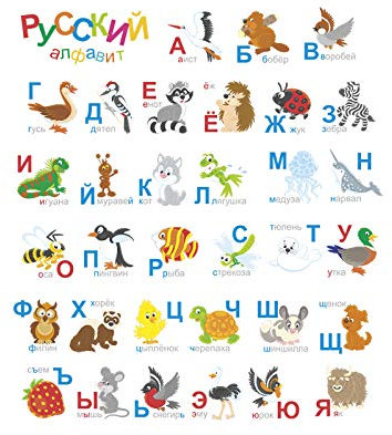 TOSSPER Russisches Alphabet-Wand-Aufkleber-Karikatur-Tier Letters Dekor Für Kinderzimmer Kinderzimmer Schlafzimmer Zubehör Schule Wandtattoo