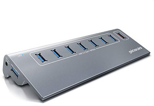 CSL-Computer – 8 Port USB 3.2 Gen.1 Hub – 7 x Datenports, 1 x Ladeanschluss Smart Charge – Aluminiumgehäuse – für PC, Notebook, Laptop, Ultrabook, Tablet PC