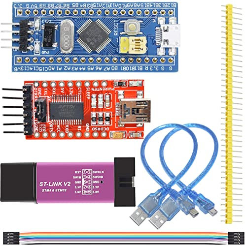 Youmile ST-Link V2 Emulator Programming Unit Downloader + 40-poliges STM32F103C8T6 ARM-Entwicklungsboard +FT232RL FTDI-Modul mit Micro-USB-Kabel Dupont-Kabel Mini-USB-Kabel