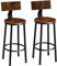 tectake Barhocker 2er-Set, runder Bistrohocker im Industrie-Design, Vintage Barstühle mit Fußstütze und Rückenlehne, Sitzfläche aus MDF Holz, schwarzes Metallgestell (Industrial Dunkelbraun)