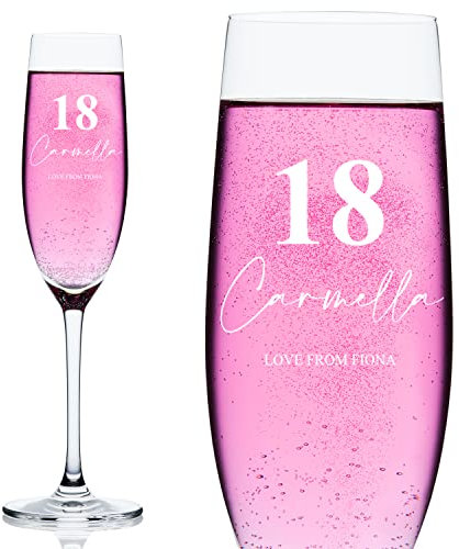 ukgiftstoreonline Personalised 18th Birthday Signature Champagne Flute Prosecco Glass Gift