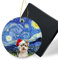 Yorkshire Terrier Weihnachtsschmuck 2022 Lustige Weihnachtsmannmütze Hund Runde Keramik Ornament Porzellan Weihnachtsbaum Ornament für einen Hundeliebhaber 7,6 cm Haustiergeschenke mit Box