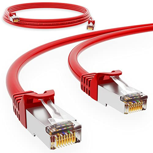 HB-DIGITAL 2m Patchkabel RJ45 LAN CAT 6 Ethernetkabel Netzwerkkabel bis zu 1 Gbit/s CAT 6 Kupfer Profi S/FTP DSL für Patchpanel Switch Router Modem - Rot