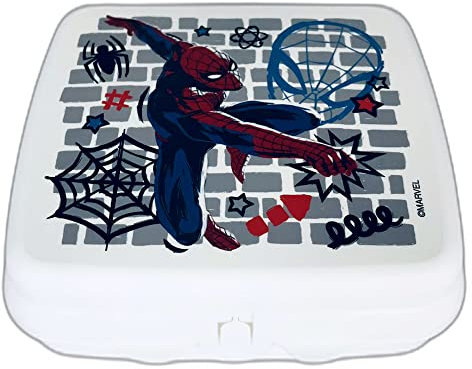 Tupperware To Go Twin Eco+ Spiderman Marvel - Fiambrera para sándwich con diseño de Spiderman, color blanco y azul
