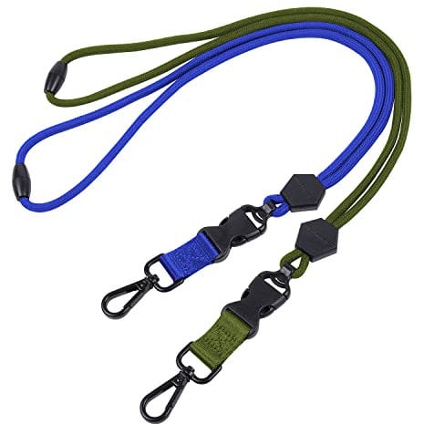 Wisdompro Schlüsselband zum Umhängen 2 Stück, 58,5 cm Abnehmbarer Schlüsselbänder mit Sicherheitsverschluss, Lanyard mit Karabiner für Ausweishülle, Schlüssel (Blau/Armeegrün)