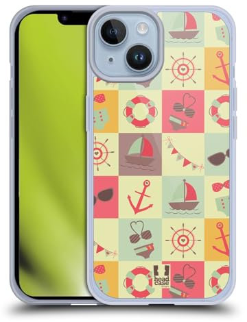 Head Case Designs Rosa E Blu Estate Nautica Cover in Morbido Gel Compatibile con Apple iPhone 14