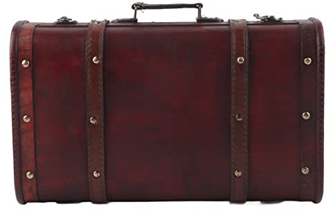 KIMISS Portable Antique Suitcase, Case Photography Props Craft Koffer Vintage Decorative Suitcases Wooden Trunk Suitcase Storage Decoration Box Ornament