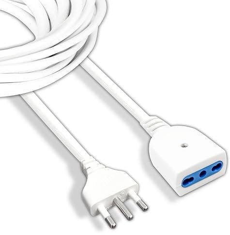 V-TAC Prolunga Elettrica 3 Metri con Presa 10/16A Bipasso - Prolunga Cavo Elettrico per Casa, Ufficio, Negozio, Lavoro - Alta Resistenza - Spina 16A - Bianca