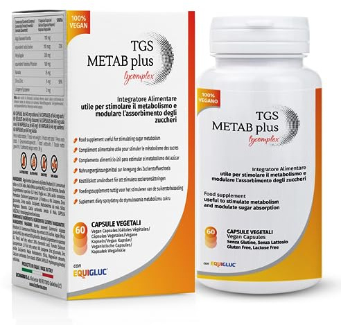 TGS Metab Lycomplex Integratore utile a Favorire il Metabolismo degli Zuccheri | Con Alga Kombu, Estratto di Banaba ed Estratto di Mela Annurca | 60 Capsule Vegetali