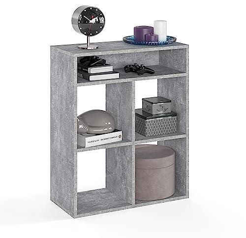 KOMTO Regal Beton - Bücherregal Standregal Würfelregal Büroregal 65,8 х 30,7 х 80,4 cm Bücherschrank RIM4 für Kinderzimmer Regal Wohnzimmer