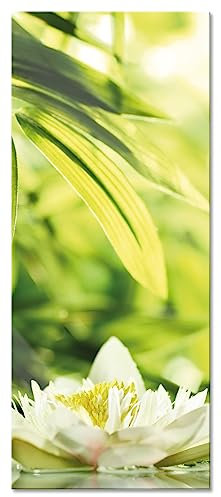 Pixxprint Glasbild Panorama, Wandbild aus Echtglas, Weiße Seerose im Wasser Wellness, 100x40 cm, inkl. Aufhängung und Abstandshalter