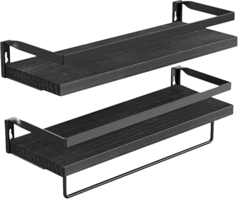 Cabilock 2piezas Estante Flotante De Madera Antideslizantes Estante De Almacenamiento Pared para Baño Cocina Dormitorio y Organizador