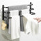 OHMG Porte-Serviettes de Salle de Bain en Aluminium,Barres Porte-Serviettes sans Perçage,Porte Serviette Murale 3 Barres,avec 4 Crochets,Étanche,pour Salle de Bain, Cuisine (50 * 24 * 14.4cm-Noir)