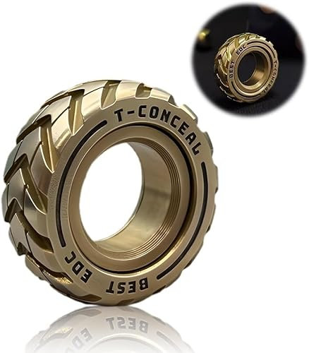 Dual Function Stainless Steel Motorcycle Tire Fidget Ring, Fidget Spinner Hochleistungs Hand Toy Metall Edelstahl Lager, Anti Stress Relief Finger Spinner Spielzeug für Erwachsene Kinder (B)