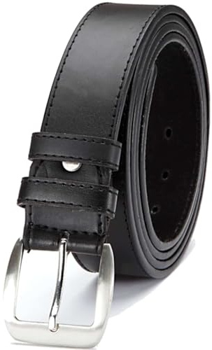BEZLIT Herren Gürtel Lederoptik 4 cm – Jeansgürtel Businessgürtel mit silberner Dornschließe, kürzbar (verschraubt), Doppel-Gürtelschlaufe