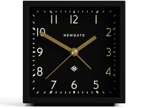 NEWGATE® Equinox Wecker | Design-led würfelförmiger moderner Alarm | Schwarzes Gehäuse | Schwarzes Zifferblatt | Ideal für Nachttisch, Schreibtisch, Regal und Kaminsims | Schlaf- und Büroaccessoires