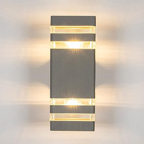 Lampadari plafoniera Moderna IP54 Parete GU10 Aluum, Up Down Illuminazione Esterna per Patio Balcone Casa (Grigio)