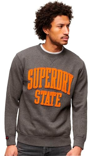 Superdry Herren Vintage Athletic Rundhals-Sweatshirt Anthrazit Meliert XL