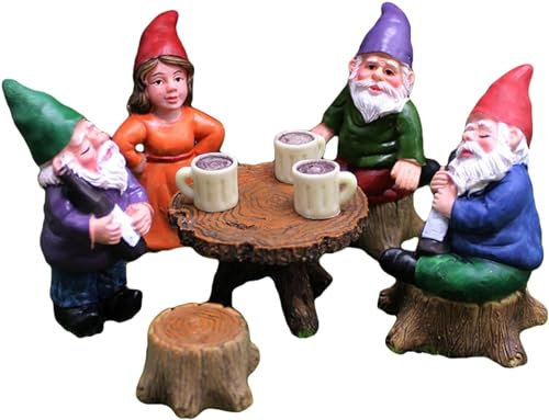 6pcs Garden Gnomes Miniature Figurines Set,Mini Gnomes Statues Fairy Garden Accessories,Collectible Figurines Indoor Outdoor Ornaments,Resin Gnomes Dwarf Party Set Home Decor