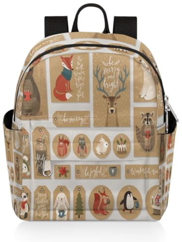 TropicalLife Rucksack mit Weihnachtsmotiv für Damen, Kinder, Mädchen, niedlicher kleiner Rucksack, lässige Schultertasche, Tagesrucksack für Schule, Reisen, farbig
