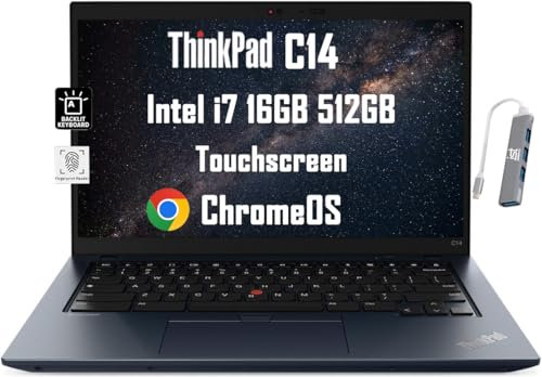 Lenovo ThinkPad Chromebook C14 14 FHD Touchscreen Laptop (Intel 10-Core i7-1265U, 16GB RAM, 512GB SSD) ThinkPad, Enterprise Business, retroilluminato, FP, 2 x Thunderbolt 4, WiFi 6E, FHD Webcam,