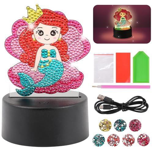 Herenear Pintura de Diamantes Luces de Noche, Juegos Manualidades Niños 6 7 8 Años Cumpleaños, Diamante Luces de Noche, Infantil Ideas Regalos Cumpleaños De Decoración De Las Niñas Chicos