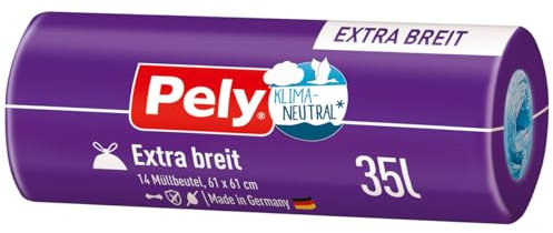 Pely Zugbandbeutel Extra breit 35 Liter klimaneutralisiert 14 Stück