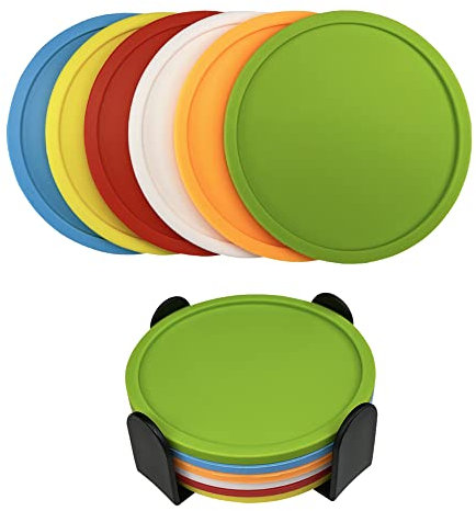 Lot de 6 sous-verres en silicone, tasse sous-verres pour boissons, coussin en verre résistant à la chaleur, dessous de verre pour table, bureau, cuisine, bureau (Mix Color)