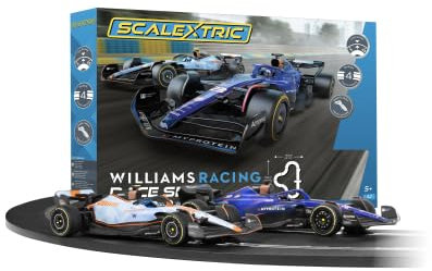 Scalextric C1450P Williams Racing Race Kit de Course 1:32 484 cm – 4,8 m de Longueur de Piste avec 2 Commandes manuelles, kit de Piste de Course Slotcar Formule 1