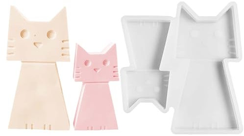 2 Stück Silikonformen Gießformen Katze WISIRENT, 3D Silikonform Katze Silikonform Tiere, Gießformen Silikon Katze Silikonformen Gießformen Frühling für Bastelarbeiten, Gips, Kunsthandwerk