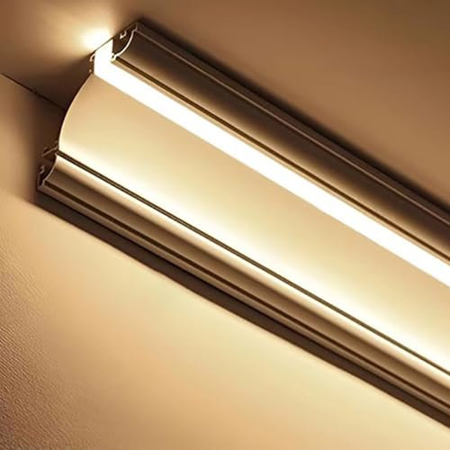 XMWOEIX Dekorative Sockelleistenbeleuchtungsleiste, Aluminiumkanalprofil für LED-Deckenbeleuchtung, Oberflächenmontage für LED-Sockelleistenabdeckungen für Schlafzimmer und Wohnzimmer (8 m)