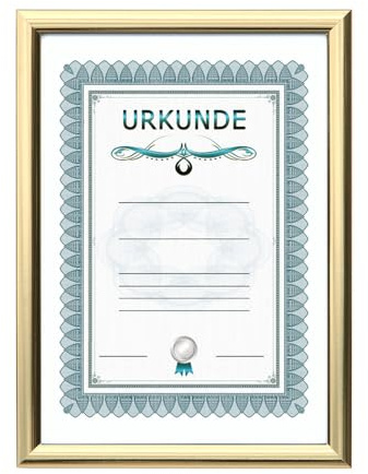 IDEAL TREND Prestige Frame Hochwertiger Rahmen für anspruchsvolle Dokumente Urkunden und Fotos: Farbe: Gold | Format: A4