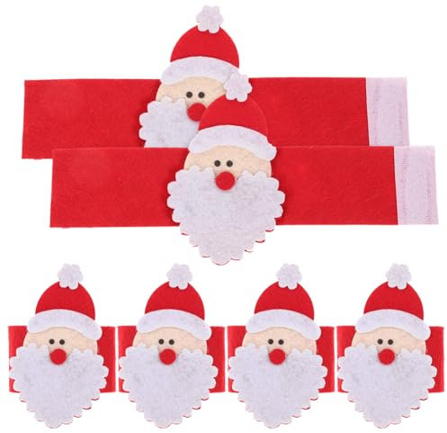 SECFOU 6stücke Serviettenringe Aus Vliesstoff Für Tischdekoration Serviettenringhalter Mit Weihnachtsmann-Design Für Feiertagspartys Und Geburtstage Serviettenverschluss Für Weihnachtsfei