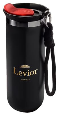 Levior Insulated Travel Mug | 500ML Vacuum Cup | Rope Handle | Leak-Proof & Reusable | Hot & Cold Drinks | Perfect for Coffee, Tea, Office, Travel, Camping, and Outdoor Adventures (Black)