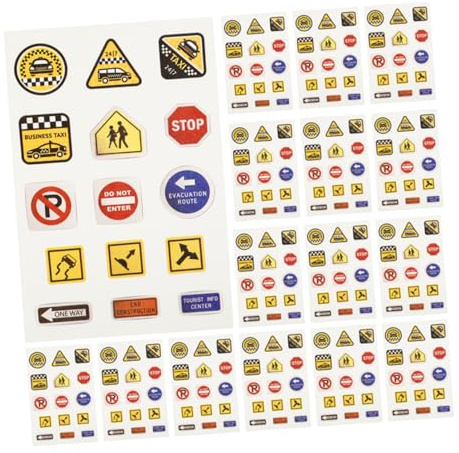 SHINEOFI Aufkleber mit Vielseitigen Designs für Kinder aus Papier 20 Blatt Verkehrszeichen und Selbstgemacht Lernspaß zur Kreativen Verkehrserziehung im Klassenzimmer