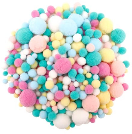 ENLACE Pompons zum Basteln, 400 Stück 1-3 cm Mini Pompons Bälle Kleine Bommeln Kugeln, Filzkugeln Bunt, Bommel zum Basteln für DIY Kreative Handwerk Dekorationen, Partydekoration, Bunte Helle