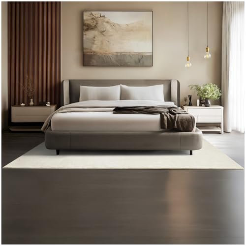 tectake® Flauschiger Kurzflor Teppich, waschbar, für Wohnzimmer, Badezimmerteppich, Küchenteppich, Teppich Flur, Home Deko, rutschfest, allergikerfreundlich, Creme, 160 x 230 cm