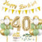 HUKUMA 40 Geburtstag Deko, Salbeigrüne Deko 40.Geburtstag Frauen Männer,40er Geburtstagdeko Luftballon mit Girlande Grün Weiß Gold,Tortendeko Avocado Grüne Konfetti Ballon für Geschenk
