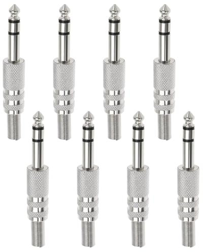 KEMUZ 8 piezas conector macho de jack de soldadura de 6,35mm, conector jack macho soldado de 1/4, para Cables de Altavoz, Guitarra,micrófono