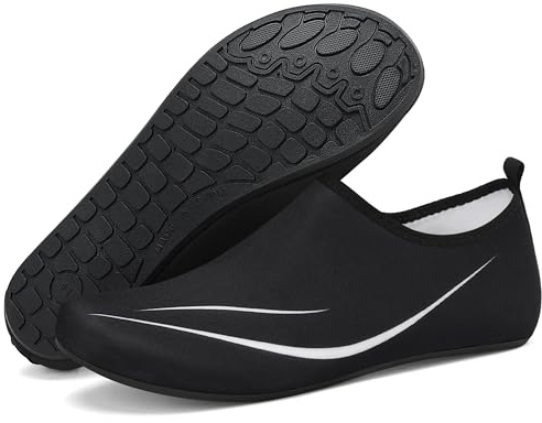 Water Shoes for Women Men Beach Quick-Dry Swim Aqua Socks Breathable Barefoot Shoes for Surfing Running Driving Pool Yoga Travel(Black,43 EU/9 UK)