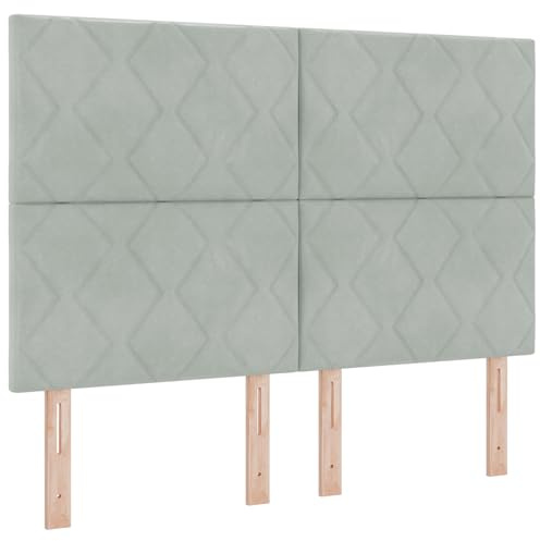 vidaXL Boxspringbett mit Matratze Hellgrau 140 x 190 cm Samt, Stylisches minimalistisches rechteckiges Bett, modernes, langlebiges Samtbox-Kissen, verstellbare Kieferntmatratze.